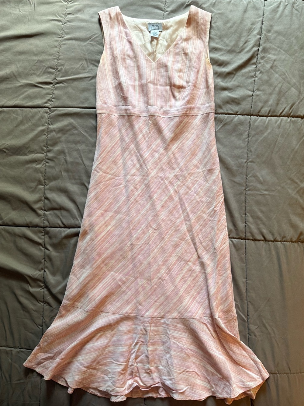 Ann Taylor Loft Light Pink Striped Sleeveless Dress size 0